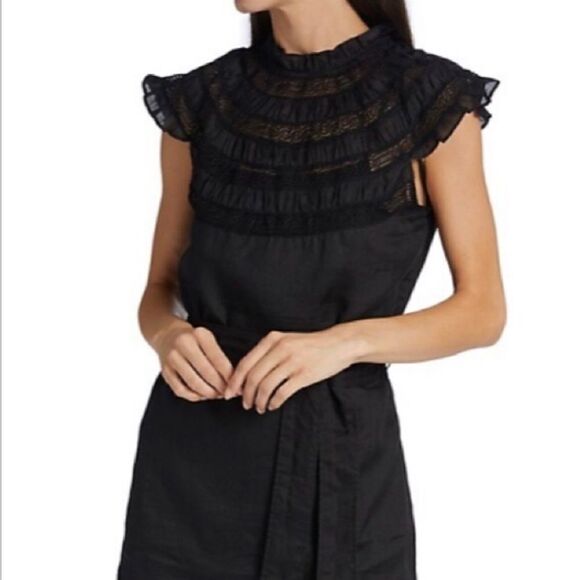 Frame Lace Inset Mini Dress Large NWT $258 - Picture 2 of 11